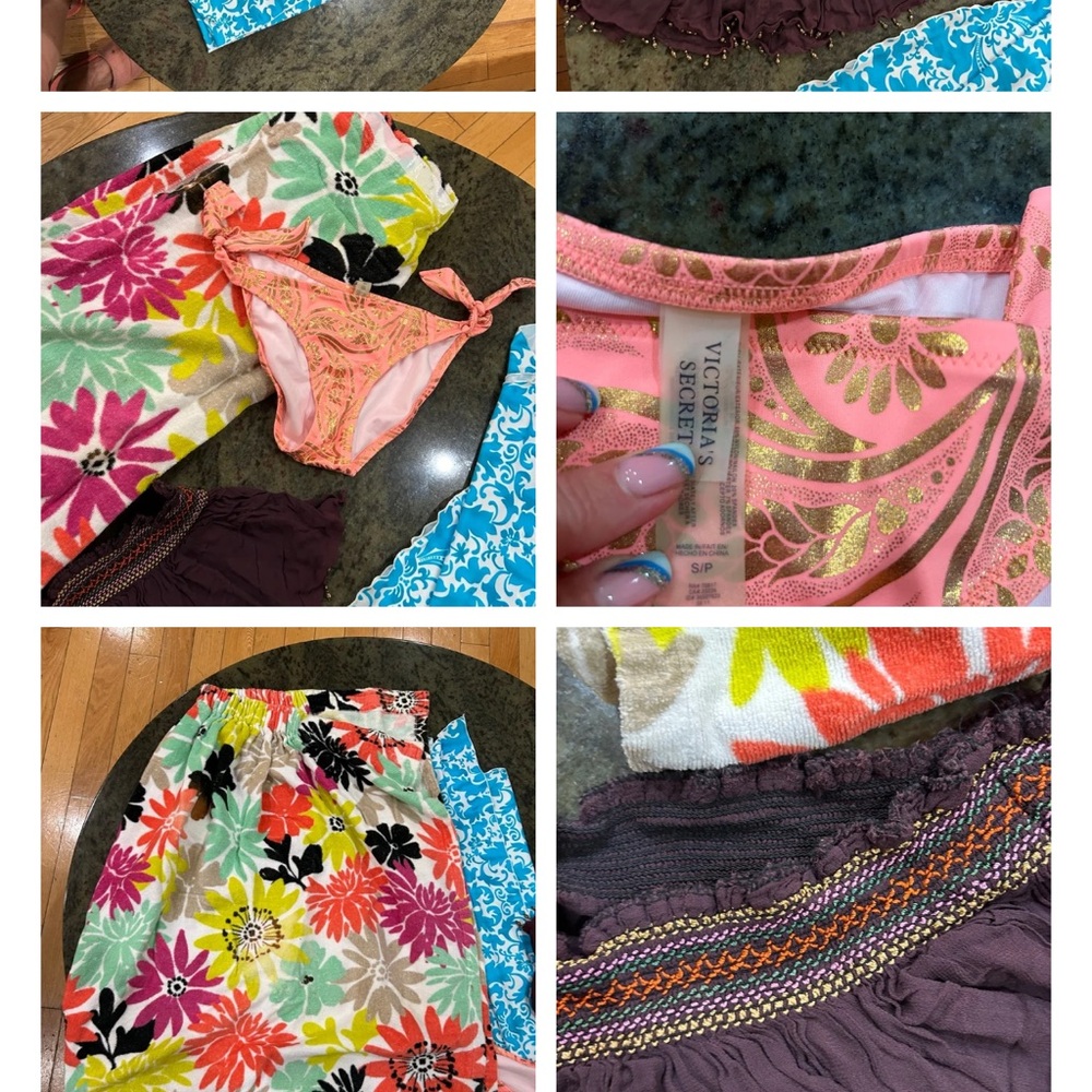 Swim bundle: 4 items- towel cover dress, bikini, beach skirt, swim cover